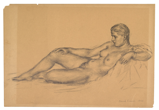 JARED FRENCH Reclining Nude.